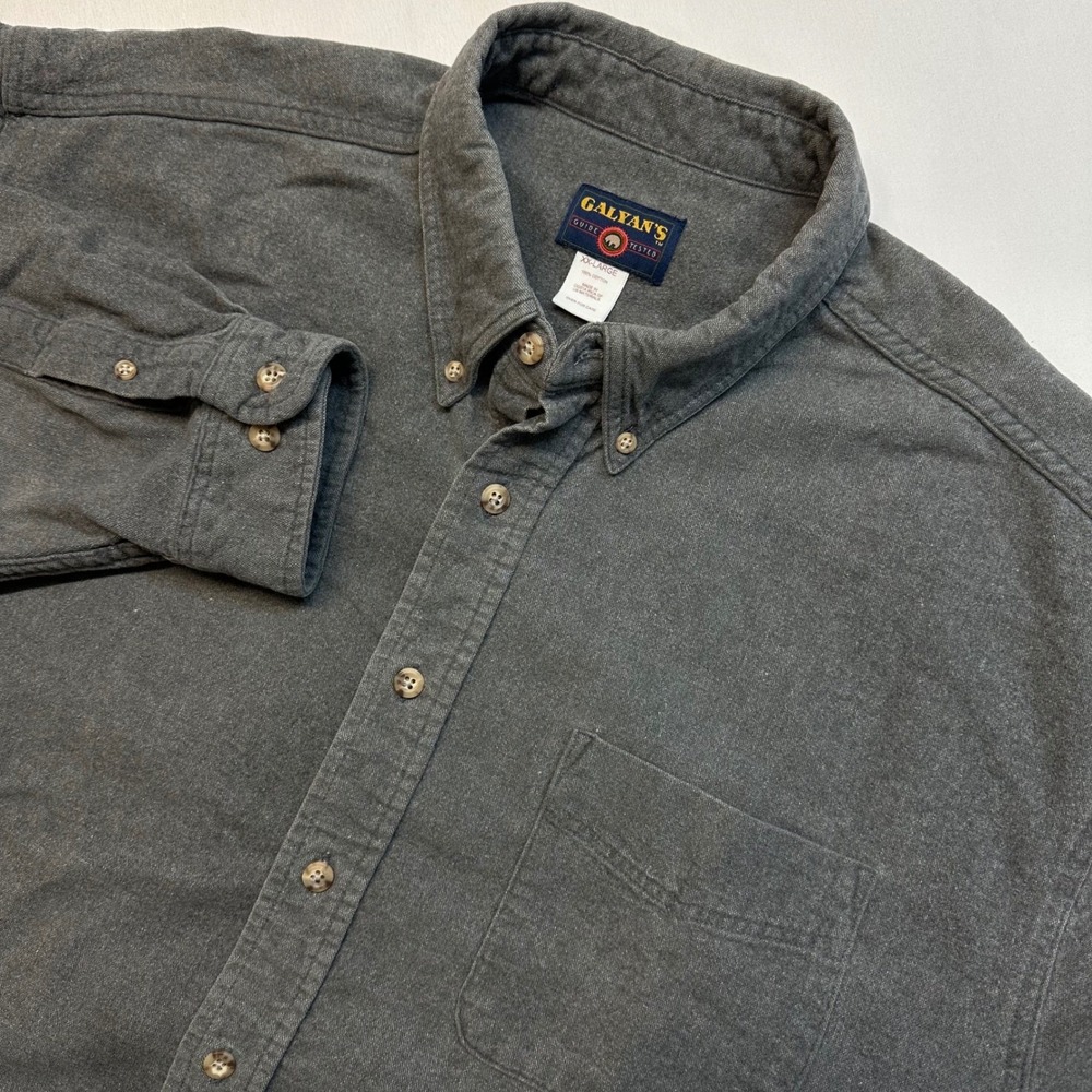 Galyans Guide Tested Mens XXL Gray Long Sleeve Button Down Flannel Shirt
